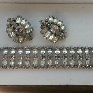 Vintage baguette bracelet and earring set
